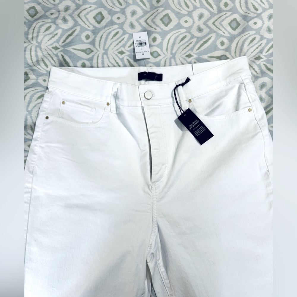 Ann Taylor White Boot Crop High Rise Denim Size 14 - Picture 6 of 7